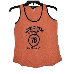 World Gym Fitness San Diego 76 Tank Top NWOT Orange & Black Size Med